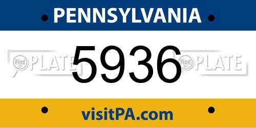 5936 Pennsylvania License Plate
