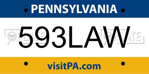 593LAW Pennsylvania License Plate