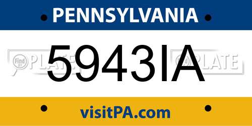 5943IA Pennsylvania License Plate