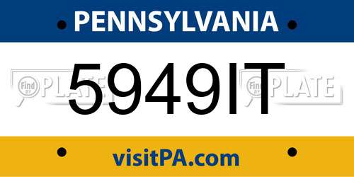 5949IT Pennsylvania License Plate