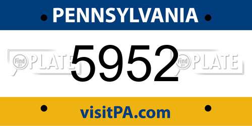5952 Pennsylvania License Plate