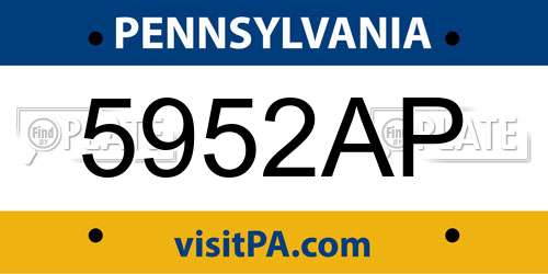 5952AP Pennsylvania License Plate