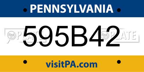 595B42 Pennsylvania License Plate