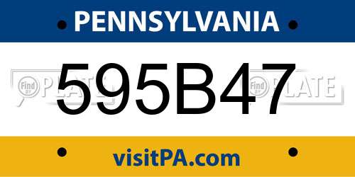 595B47 Pennsylvania License Plate