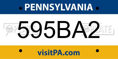 595BA2 Pennsylvania License Plate