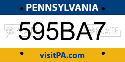 595BA7 Pennsylvania License Plate