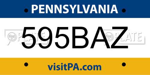 595BAZ Pennsylvania License Plate