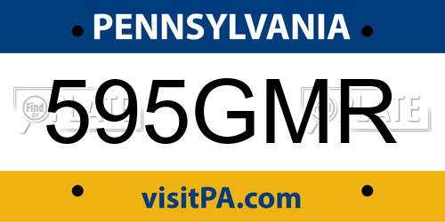 595GMR Pennsylvania License Plate