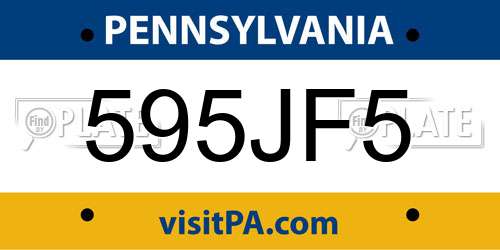 595JF5 Pennsylvania License Plate
