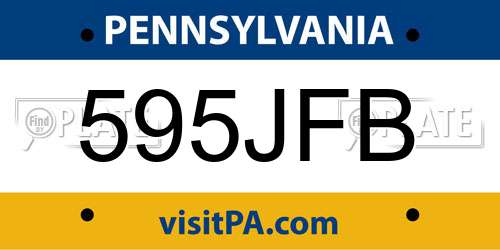 595JFB Pennsylvania License Plate