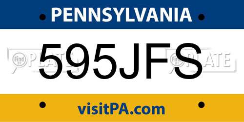 595JFS Pennsylvania License Plate