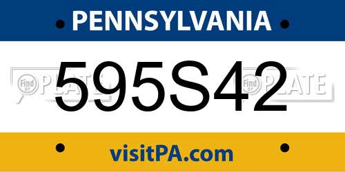 595S42 Pennsylvania License Plate