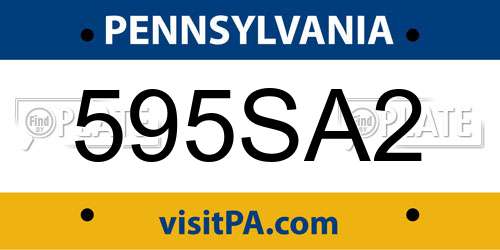 595SA2 Pennsylvania License Plate