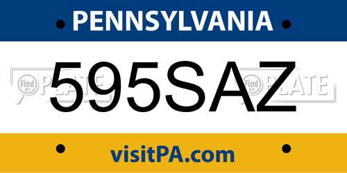 595SAZ Pennsylvania License Plate