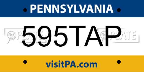 595TAP Pennsylvania License Plate