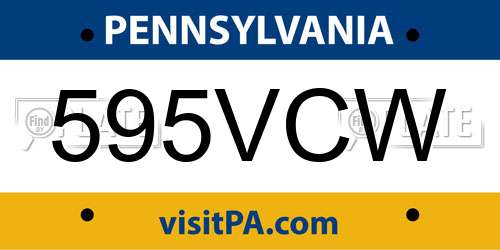 595VCW Pennsylvania License Plate