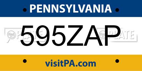 595ZAP Pennsylvania License Plate