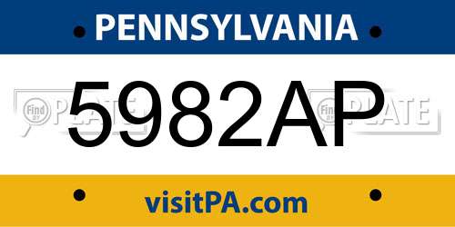 5982AP Pennsylvania License Plate