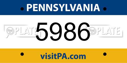 5986 Pennsylvania License Plate