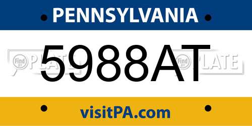 5988AT Pennsylvania License Plate