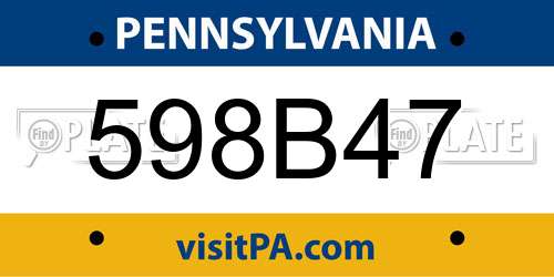 598B47 Pennsylvania License Plate