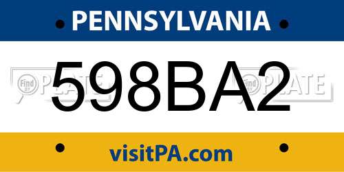 598BA2 Pennsylvania License Plate
