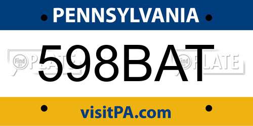 598BAT Pennsylvania License Plate