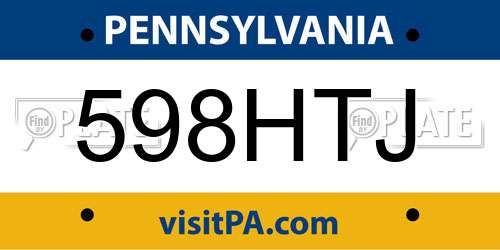 598HTJ Pennsylvania License Plate