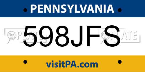 598JFS Pennsylvania License Plate