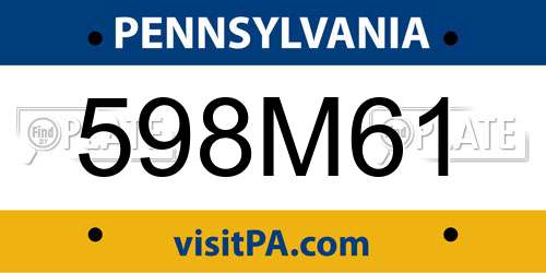 598M61 Pennsylvania License Plate