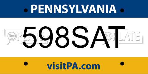 598SAT Pennsylvania License Plate