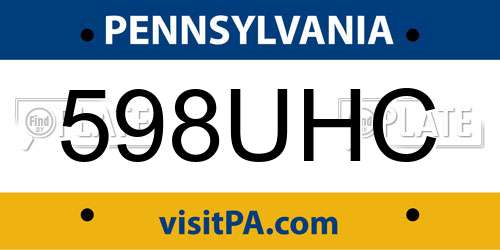 598UHC Pennsylvania License Plate