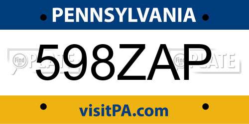 598ZAP Pennsylvania License Plate