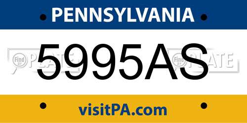 5995AS Pennsylvania License Plate