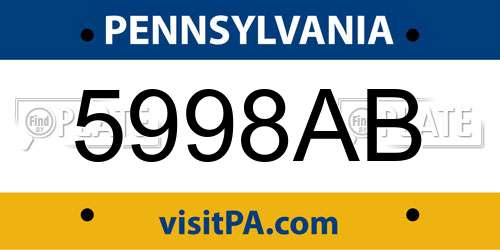 5998AB Pennsylvania License Plate