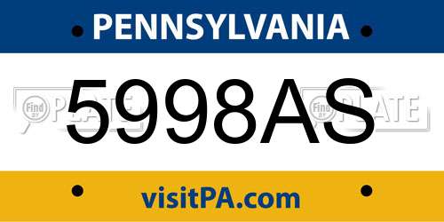 5998AS Pennsylvania License Plate
