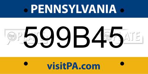 599B45 Pennsylvania License Plate