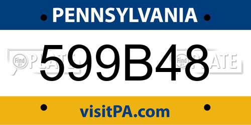 599B48 Pennsylvania License Plate