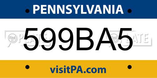 599BA5 Pennsylvania License Plate