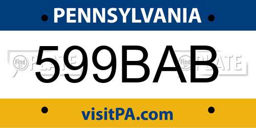 599BAB Pennsylvania License Plate
