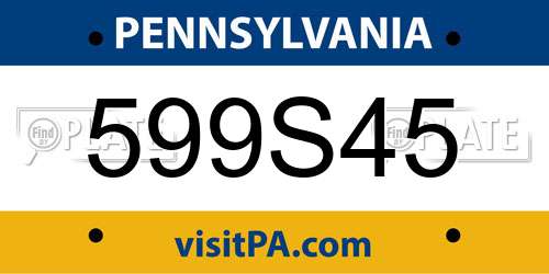 599S45 Pennsylvania License Plate