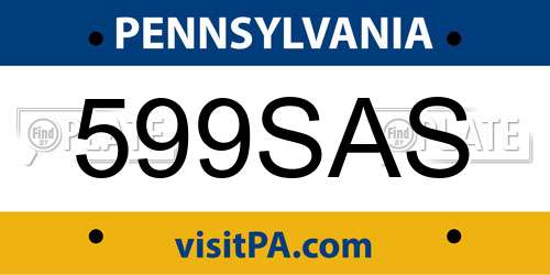 599SAS Pennsylvania License Plate