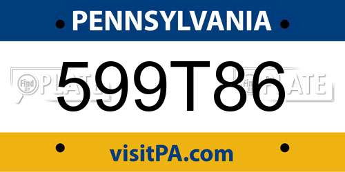 599T86 Pennsylvania License Plate