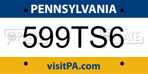 599TS6 Pennsylvania License Plate