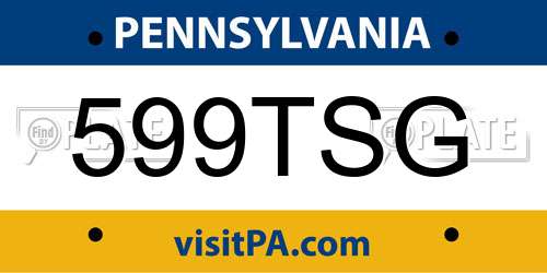 599TSG Pennsylvania License Plate