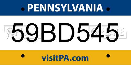 59BD545 Pennsylvania License Plate