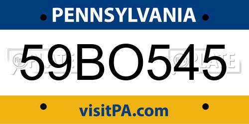 59BO545 Pennsylvania License Plate