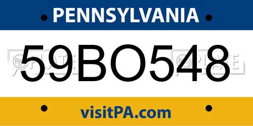 59BO548 Pennsylvania License Plate