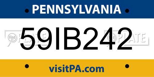 59IB242 Pennsylvania License Plate