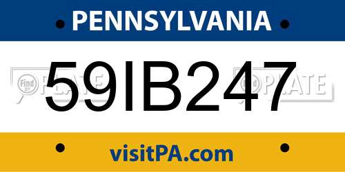 59IB247 Pennsylvania License Plate